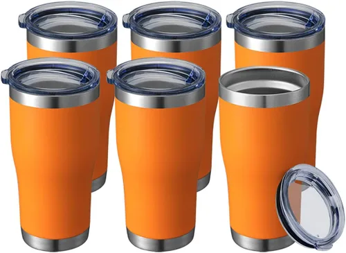 Vista 24 de HASLE OUTFITTERS Vaso de 20 onzas a granel, vasos de acero inoxidable con tapa, vaso aislado al vacío, taza de doble pared con recubrimiento