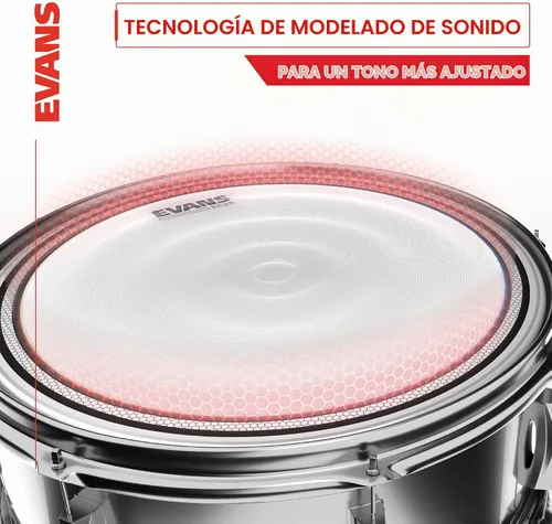 Vista 3 de Evans Cabezas de tambor - EC2S Clear Rock Tompack (25.4 cm, 30.5 cm, 40.6 cm) Los cabezales de tambor Evans ofrecen un tono equilibrado, respuesta