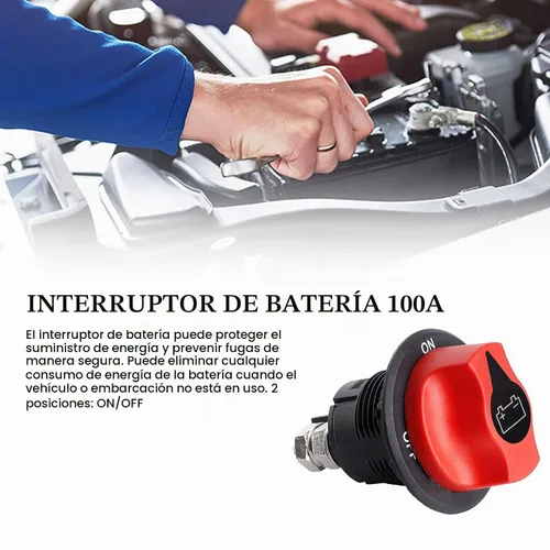 Vista 4 de Interruptor de desconexión de batería 12-48 V Interruptor de aislamiento de apagado de batería Máx. 32 V CC 100 A Cont 150 A INT Encendido y apagado
