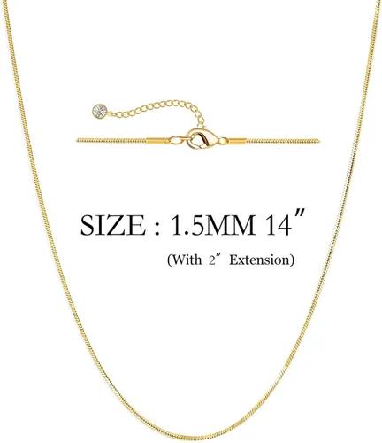 Vista 4 de DEARMAY - Collares de oro bañado de 14 quilates para mujer, delicado collar de gargantilla de espiga de oro, collar de serpiente en capas finas