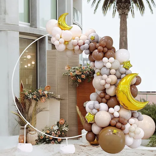 Vista 5 de Kit de arco de globo de fibra blanca redonda para boda, decoración de marco de fondo circular para fiestas de Halloween, Navidad, baby shower