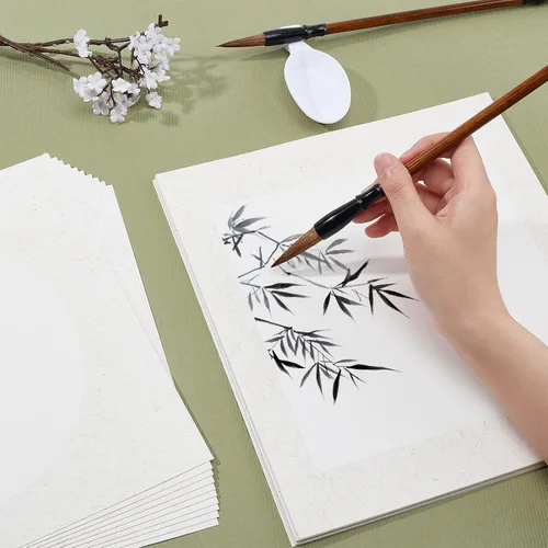 Vista 5 de PH PandaHall 20 hojas de papel Shikishi premontado, papel Xuan crudo, tablero de caligrafía china, suministros de papel de arroz para dibujar