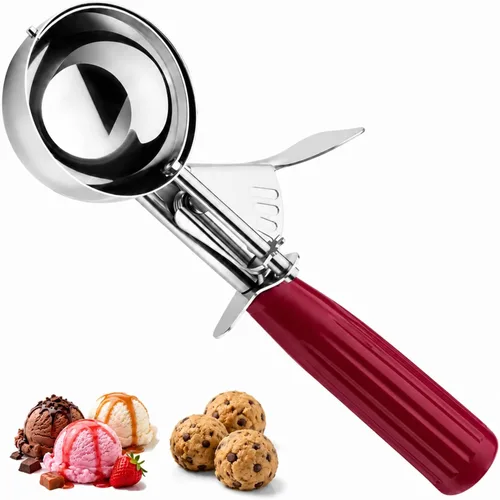 Vista 10 de Cuchara de helado, cuchara de galletas de tamaño pequeño, cuchara de melón con liberación de gatillo para albóndigas de melón, cuchara de helado