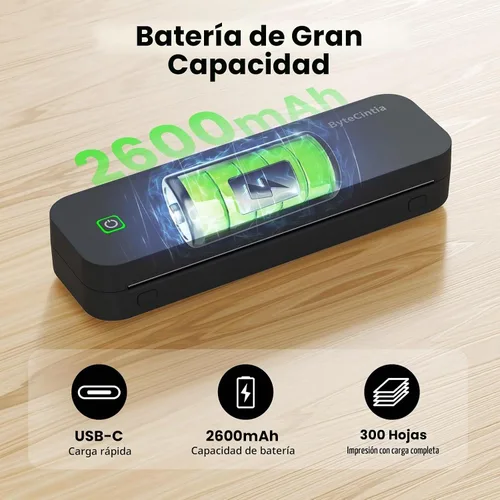 Vista 6 de Impresora portátil para viajes, impresora térmica Bluetooth soporta tamaño carta de 8.5 x 11 pulgadas, compatible con Android e iOS y portátil sin