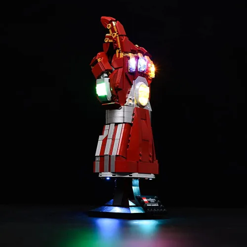 Vista 7 de Kyglaring Kit de iluminación LED diseñado para Lego Nano Gauntlet 76223 (sin modelo) y juego de luces compatible con réplica Iron Man Gauntlet