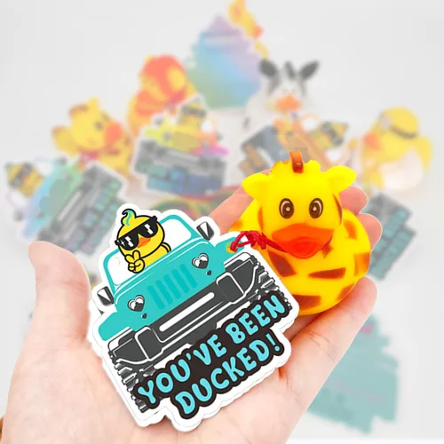 Vista 2 de You 've Been Ducked, etiquetas de pato, etiqueta de patos lindos, tarjeta de juego de patitos, paquete de 35 etiquetas de patado de 2.8 x 2.4