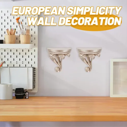 Vista 4 de HOMSFOU Estante flotante de estilo europeo Estante de almacenamiento montado en la pared Estante de almacenamiento para sala de estar Cocina