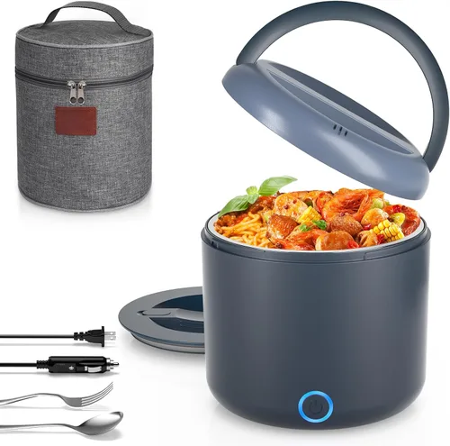 Vista 15 de Vingud Fiambrera eléctrica para adultos, lonchera calentada, calentador de alimentos, lonchera portátil de 80 W para hombres/coche/camión