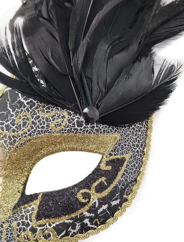 Vista 3 de Máscara de plumas para mascarada, máscara para Halloween, Mardi Gras, fiesta de disfraces