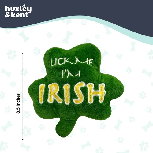 Vista 6 de Huxley & Kent Divertido juguete para perros con chirriante – Juguetes chirriantes de felpa del día de San Patricio para perros pequeños, medianos