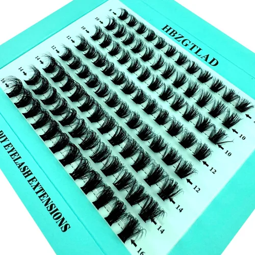 Vista 3 de Mezcla de pestañas postizas 3D esponjosas de un solo racimo, abanicos de volumen, pestañas individuales segmentadas naturales para extensión