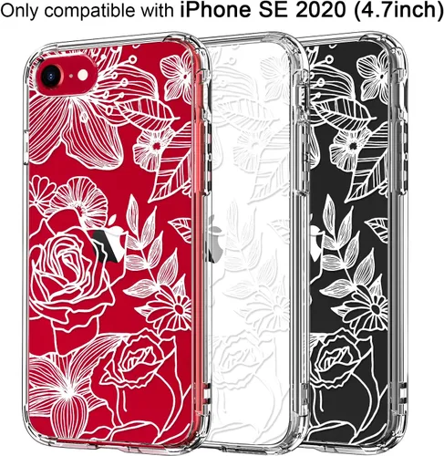 Vista 4 de ICEDIO para iPhone SE 2022, SE 2020, funda para iPhone 8/7 con protector de pantalla, funda transparente de TPU con diseños de moda para niñas