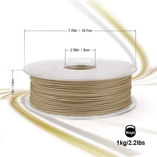Vista 5 de AMOLEN - Filamento para impresora 3D de PLA de madera de bambú, filamento de PLA de 1.75mm con 15% de fibra de bambú real, 1kg/2.2lb con 15%