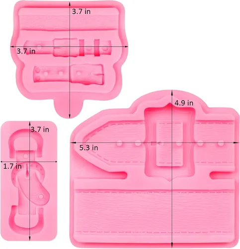 Vista 2 de Moldes de silicona para cinturón, moldes de chocolate, molde para hornear para decoración de pasteles, decoración de cupcakes, caramelo, azúcar