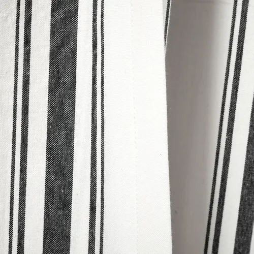 Vista 5 de Lush Decor Farmhouse Stripe - Par de paneles de cortinas de ventana de algodón reciclado ecológico teñido en hilo a rayas, 42" A x 63" L, Negro
