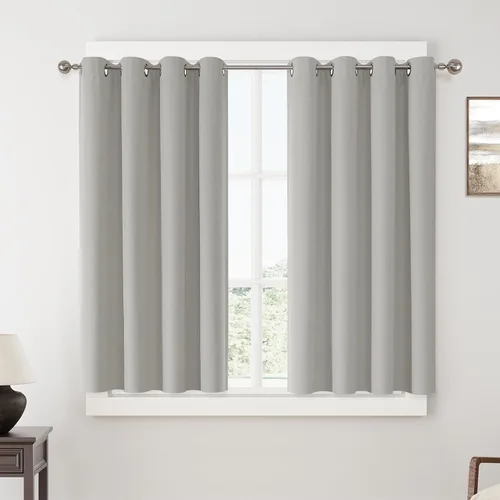 Vista 71 de ChrisDowa Cortinas 100% Opacas de Abedul Sólido de 45 Pulgadas de Largo, 2 Paneles para Dormitorio y Sala de Estar, Estilo Granja Oscurecedoras