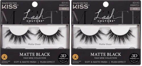 Vista 14 de Kiss Pestañas postizas de color negro mate, 0.630 in, incluye 1 par de pestañas, fáciles de aplicar, racimos de pestañas reutilizables