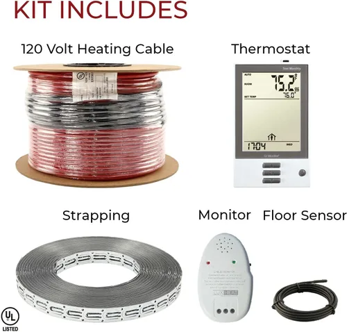 Vista 8 de LuxHeat Kit de cable de calefacción de suelo de 10 pies cuadrados - Sistema de calefacción por suelo radiante de 120 V - Sistema de suelo