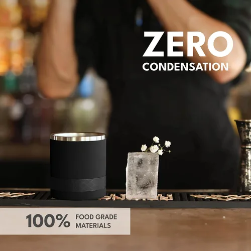 Vista 4 de Elemental Recess Vaso bajo de 10 oz, taza de acero inoxidable de triple pared con tapa de Tritan no fracturable, vaso de whisky aislado, taza