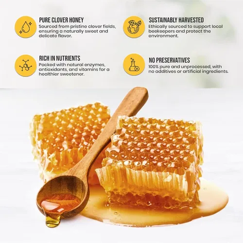 Vista 5 de Browning's Miel de trébol cruda en crema de 40 onzas 100% pura, natural y sin filtrar Miel anticuada de primera calidad - Producto