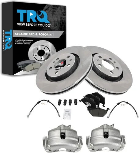 Vista 37 de TRQ Juego de pastillas de freno delanteras y rotores de cerámica, pinzas, mangueras, compatibles con Honda Odyssey 2005-2010