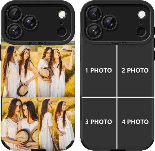 Vista 11 de Funda personalizada para iPhone 17, 16, 15, 14, 13, 12, 11 Pro/Max/Air/Puls, piel sintética + material TPU, bolsa de aire de cuatro esquinas es