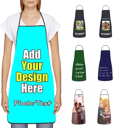 Vista 17 de Delantal Personalizado, Diseña Tu Propio Delantal de Cocina para Cocinar, Sube Tus Fotos Favoritas Logo, Añade Cualquier Nombre o Texto