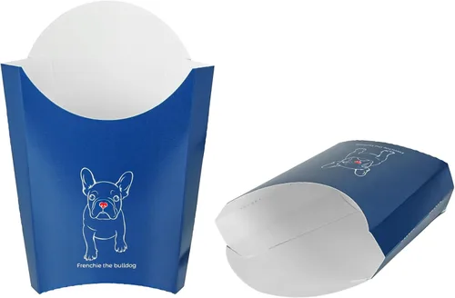 Vista 38 de Restaurantware Bio Tek - Taza de papas fritas desechables de 4.7 x 3.5 x 5.1 pulgadas, 100 vasos desechables para refrigerios, papel azul y blanco