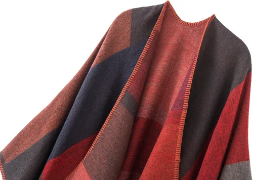 Vista 3 de Urban CoCo Poncho de colores para mujer, chal con frente abierto, color en bloques