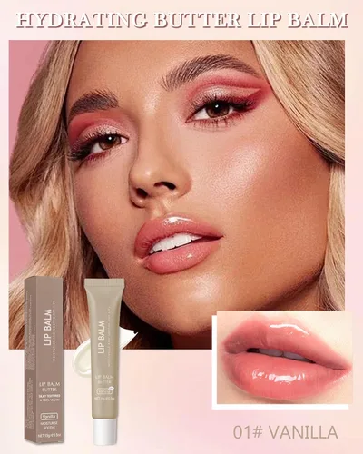 Vista 3 de Bálsamo labial mantequilla vainilla, aceite hidratante de brillo de labios transparente, hidratante para el cuidado de los labios 01#