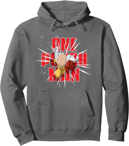 Vista 5 de One Punch Man Sudadera con capucha Saitama Punch Pose Anime Negro