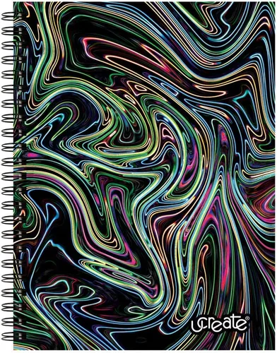 Vista 2 de UCreate Libro de bocetos de poliéster de moda, diseño abstracto, 9 x 12 pulgadas, neón 75 hojas