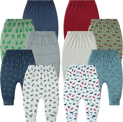 Vista 9 de Hakochia Pantalones para bebé para niños y niñas: 100% algodón, suaves, cómodos, con amplio espacio para pañales, 0-36 meses Multicolor-1