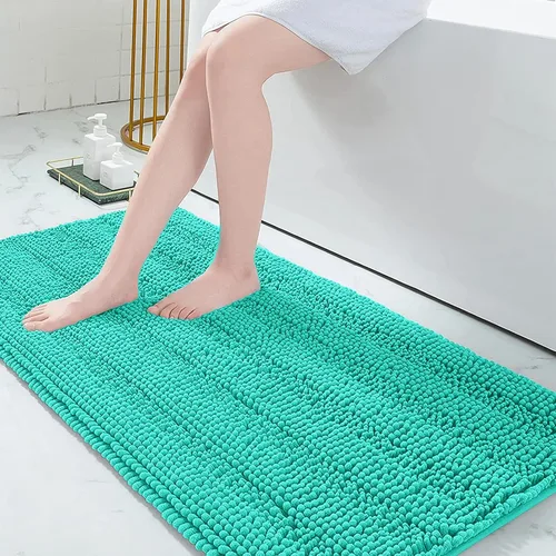 Vista 32 de Grandaily Alfombras de baño de felpilla a rayas de 24 x 16 pulgadas, extra gruesas y suaves, absorbentes, parte trasera de goma, alfombra de ducha