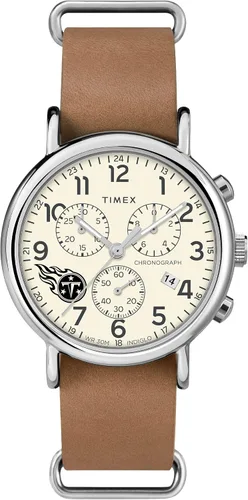Vista 15 de Timex Tribute NFL Weekender Chrono - Correa de piel de cuarzo para hombre (1.575 in)