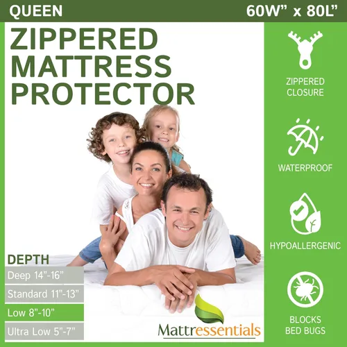 Vista 16 de Protector de colchón individual con cremallera (5 a 7 pulgadas de profundidad), funda de colchón impermeable para chinches de cama, funda