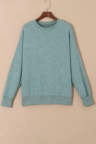 Vista 190 de SHEWIN Sudadera casual de manga larga con cuello redondo para mujer, ligera, holgada