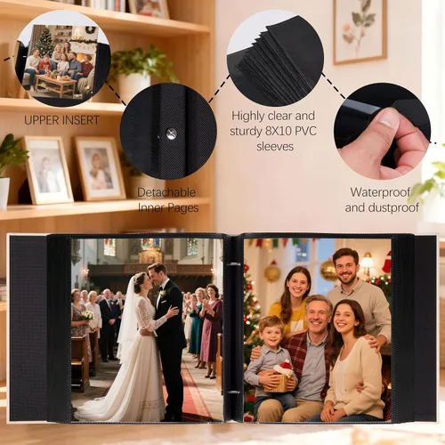 Vista 3 de Aevdor Álbum de fotos de 200 bolsillos de 8 x 10 pulgadas, cubierta de lino de gran capacidad, álbum de fotos de 8 x 10 pulgadas con capacidad