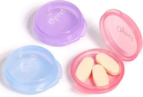Vista 7 de Opret Pastillero pequeño (3 piezas), lindo pastillero portátil para bolsillo, maletín de viaje, pastilleros, contenedor de almacenamiento de Negro
