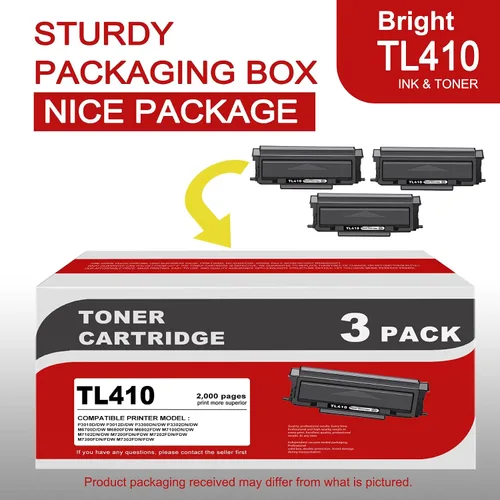 Vista 4 de Paquete de 3 cartuchos de tóner TL410 compatibles con TL410, color negro, para la serie Pantum (TL410), compatible con: impresora P3010D/DW