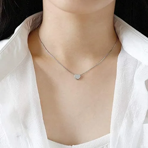 Vista 5 de Candyfancy Collar con colgante de corazón de plata de ley 925 para mujer cadena de caja de 180in Metal