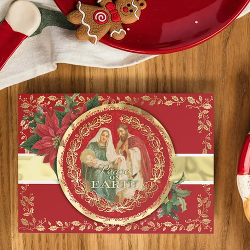 Vista 2 de Punch Studio Child Medallion - Tarjetas navideñas dimensionales en caja con 12 tarjetas y sobres adornados (44696)