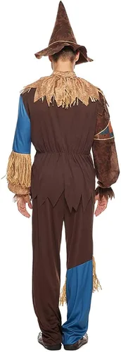 Vista 6 de Megartico Disfraz de espantapájaros de Halloween para adultos, para parejas, mujeres y hombres, divertido disfraz de espantapájaros con sombrero