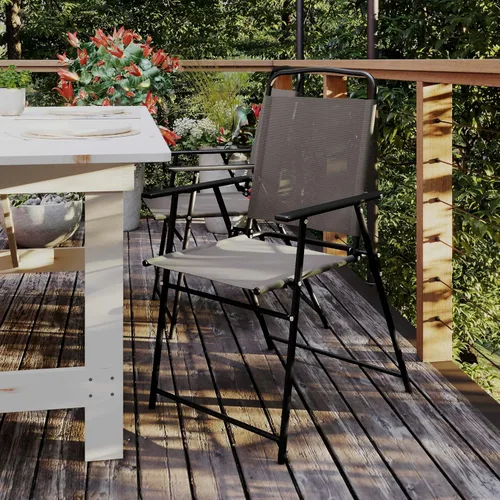 Vista 12 de BizChair Sillas plegables para patio, sillas de césped de textileno para exteriores con reposabrazos, juego de 4, color negro