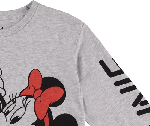 Vista 4 de Disney Camisa de moda de Mickey Mouse para mujer, cuello redondo recortado con estampado de manga