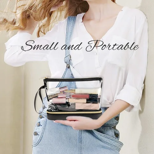 Vista 8 de Ethereal Bolsa de maquillaje de viaje, bolsa de cosméticos transparente, organizador de maquillaje, bolsa de aseo aprobada por la TSA, bolsa
