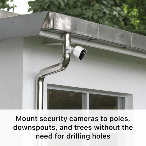 Vista 2 de Holicfun Montaje en poste de cámara de seguridad exterior sin perforación, Universalmente compatible con cámaras Ring, Blink, Eufy, Wyze, Arlo, Negro
