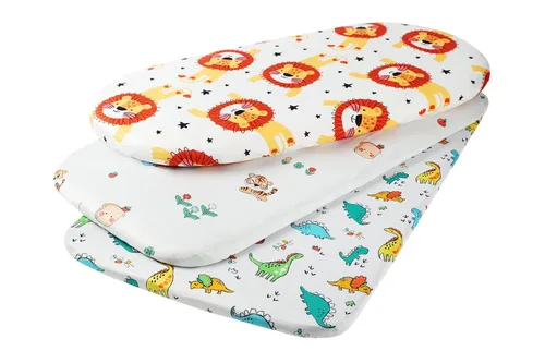 Vista 15 de Onacosht Juego de Sábanas de Moisés de 3 Piezas para Bebé Niño, Sábana Bajera Ajustable de Jersey Punto Suave Elástico Universal para Colchón