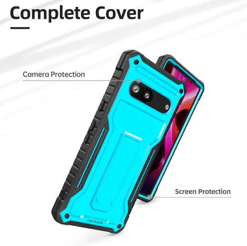 Vista 3 de ExoGuard Funda para Google Pixel 7, funda de goma a prueba de golpes de cuerpo completo viene con un protector de pantalla de vidrio templado y Azul