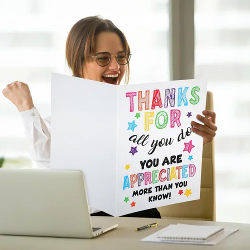 Vista 5 de Teling Paquete de 6 Tarjetas de Agradecimiento Muy Grandes con Sobre Tarjetas de Felicitación Jumbo de Apreciación Tarjetas de Agradecimiento